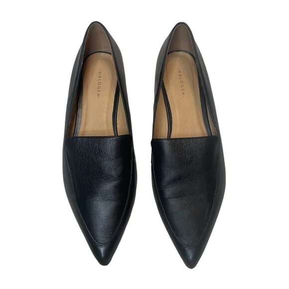 Halogen Kendra Black Pointed Toe Leather Flats, size 8 - Picture 2 of 12